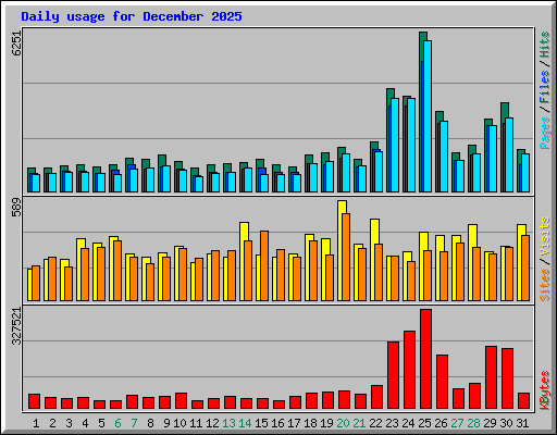 Daily usage for December 2025